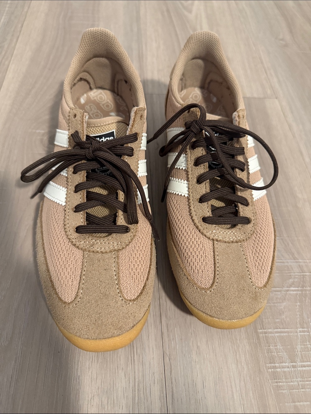 Adidas SL72  Beige/Tan Suede Sneakers with White Stripes